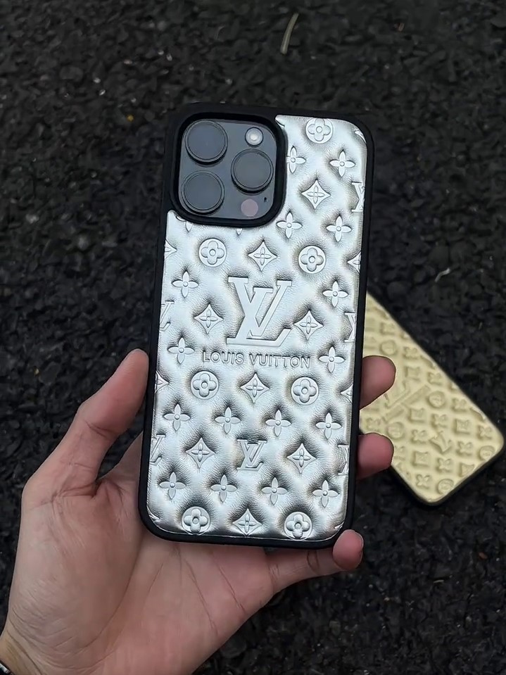 路易威登電鍍壓印皮紋磨砂手機殼